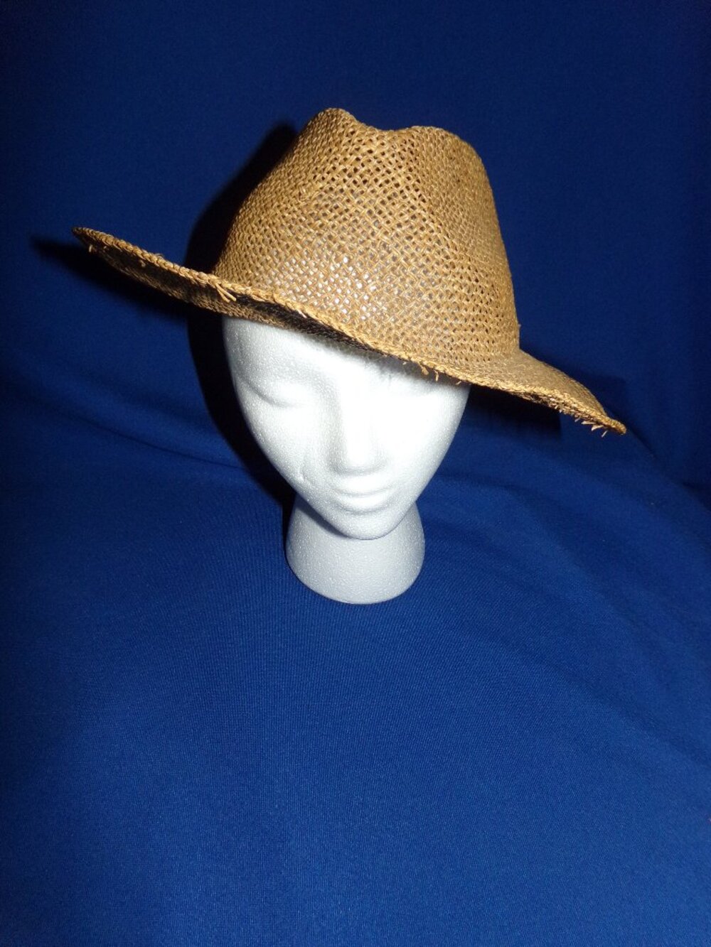 Vintage Tan Woven Natural Fiber Cowboy Hat - Maybe Sisal? - Gardener Hat